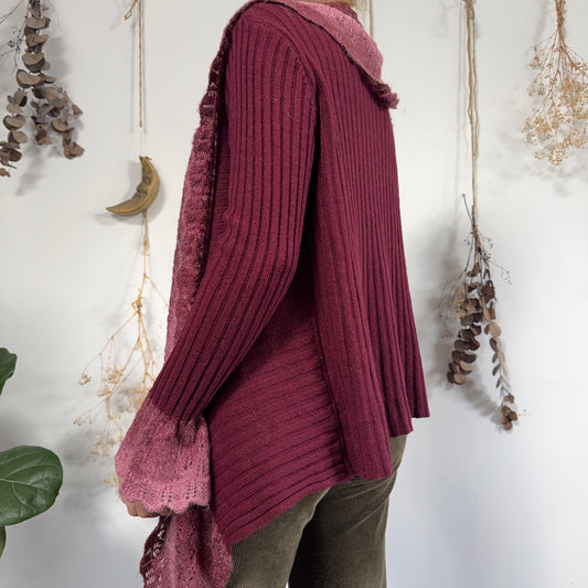 Raspberry knit cardigan - size M