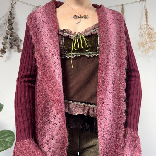 Raspberry knit cardigan - size M