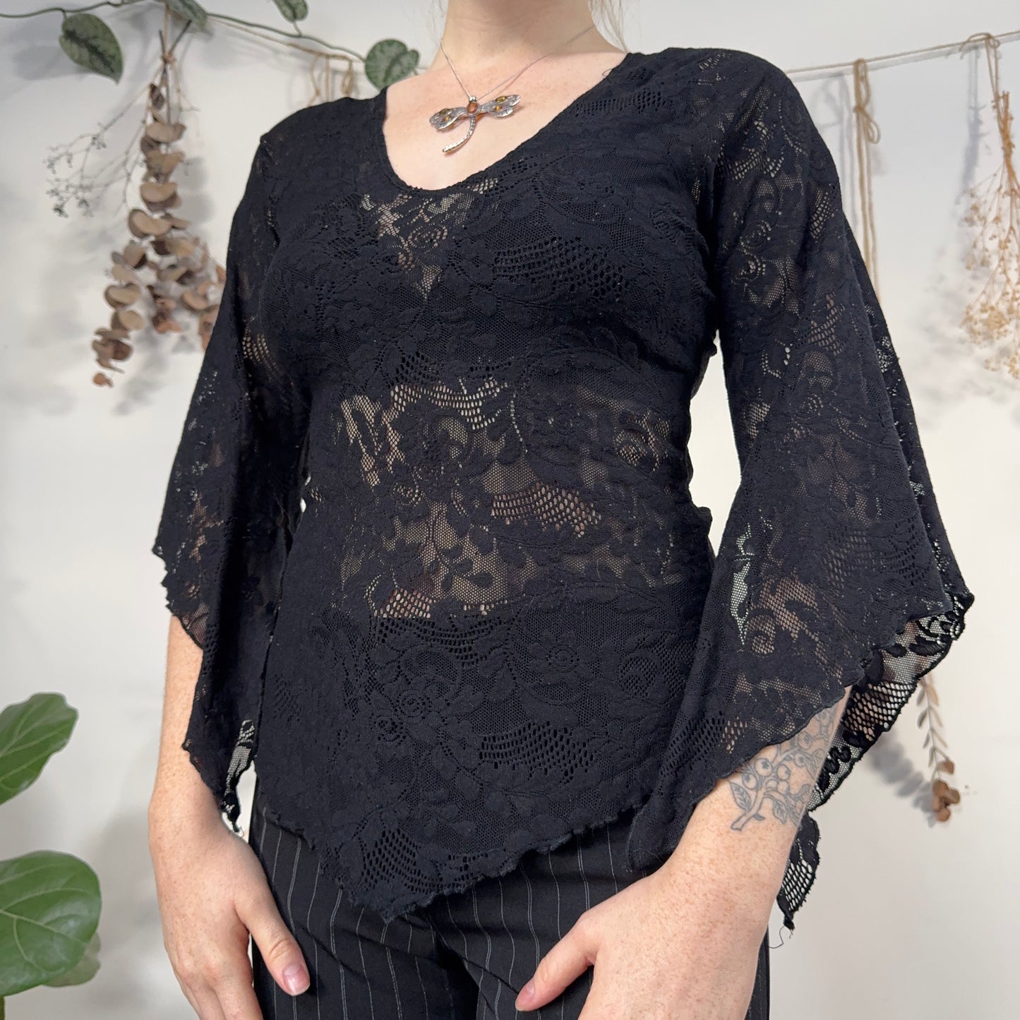 Black lace top - size S/M