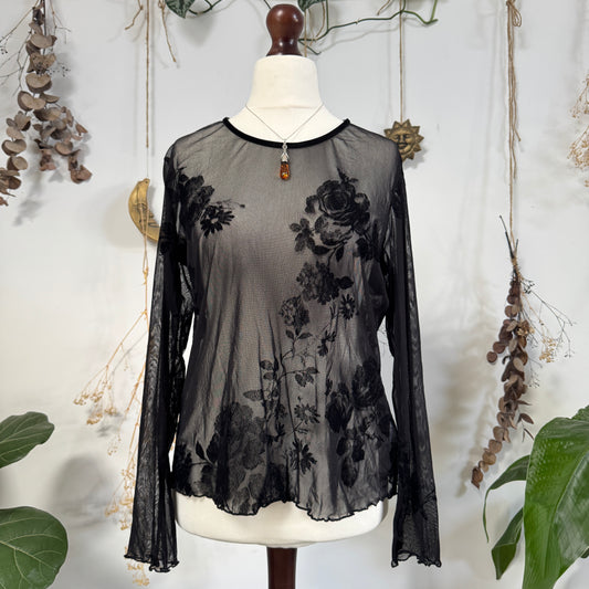 Black mesh top - size L/XL