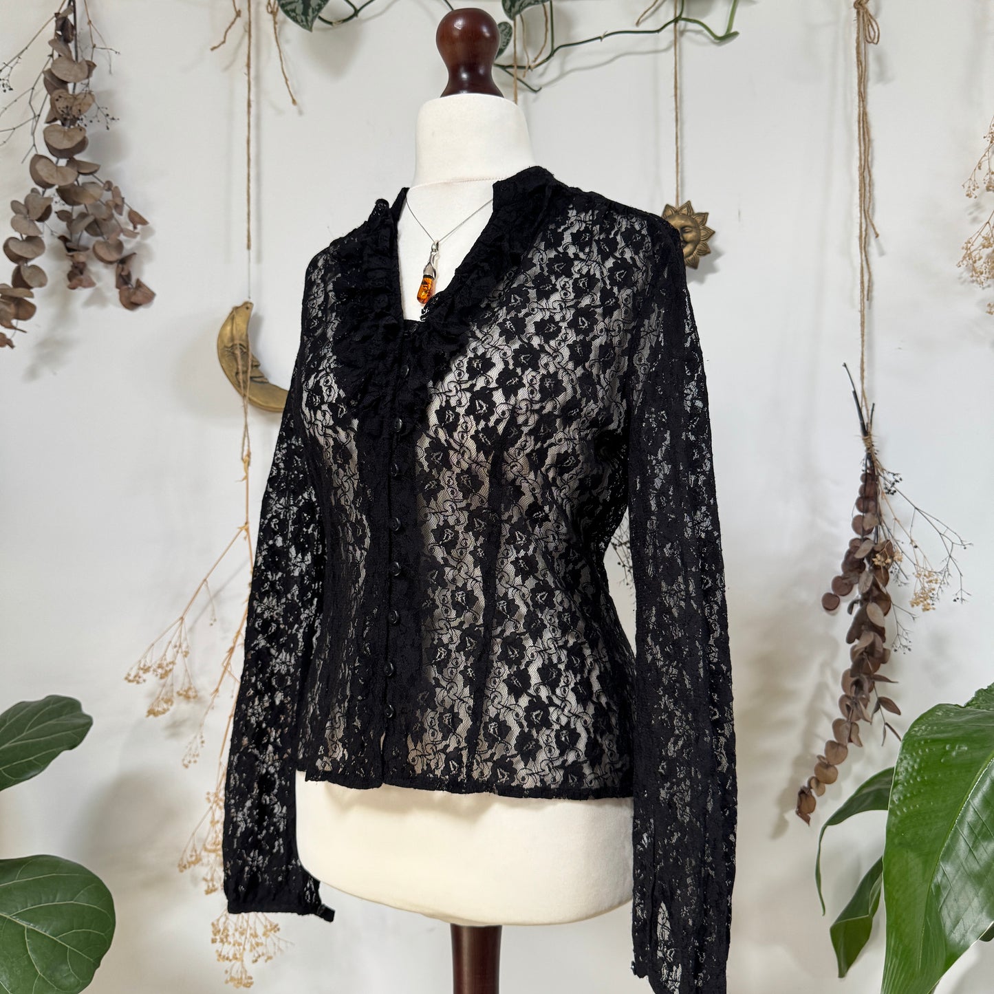 Black lace blouse - size L