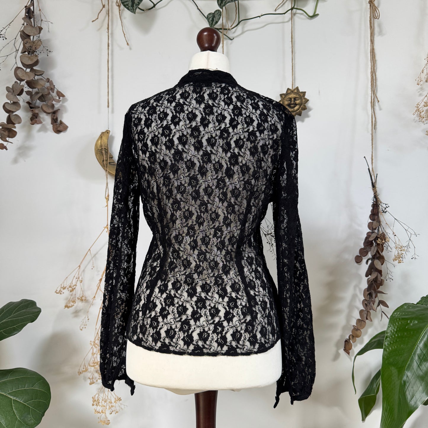 Black lace blouse - size L