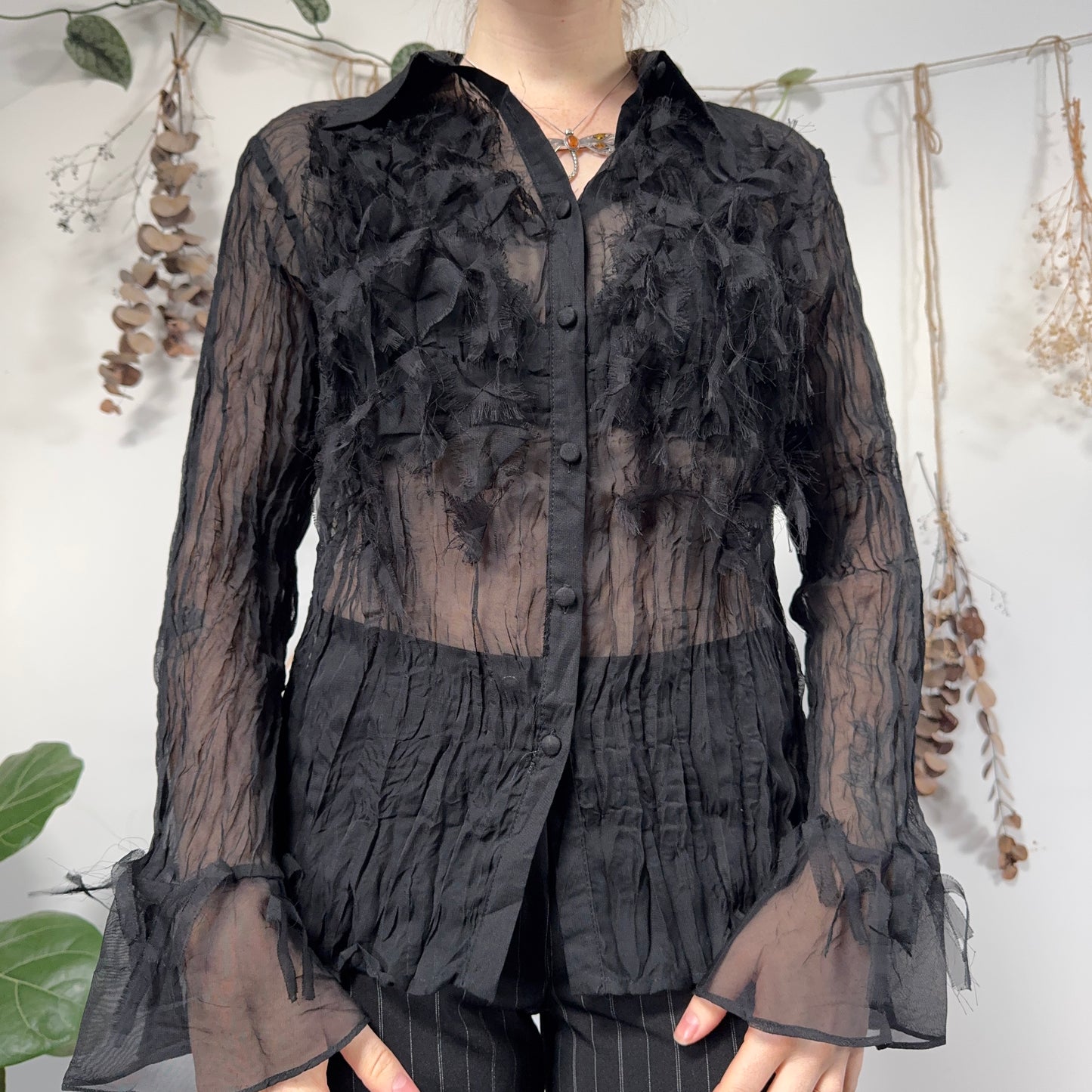 Black sheer shirt - size L