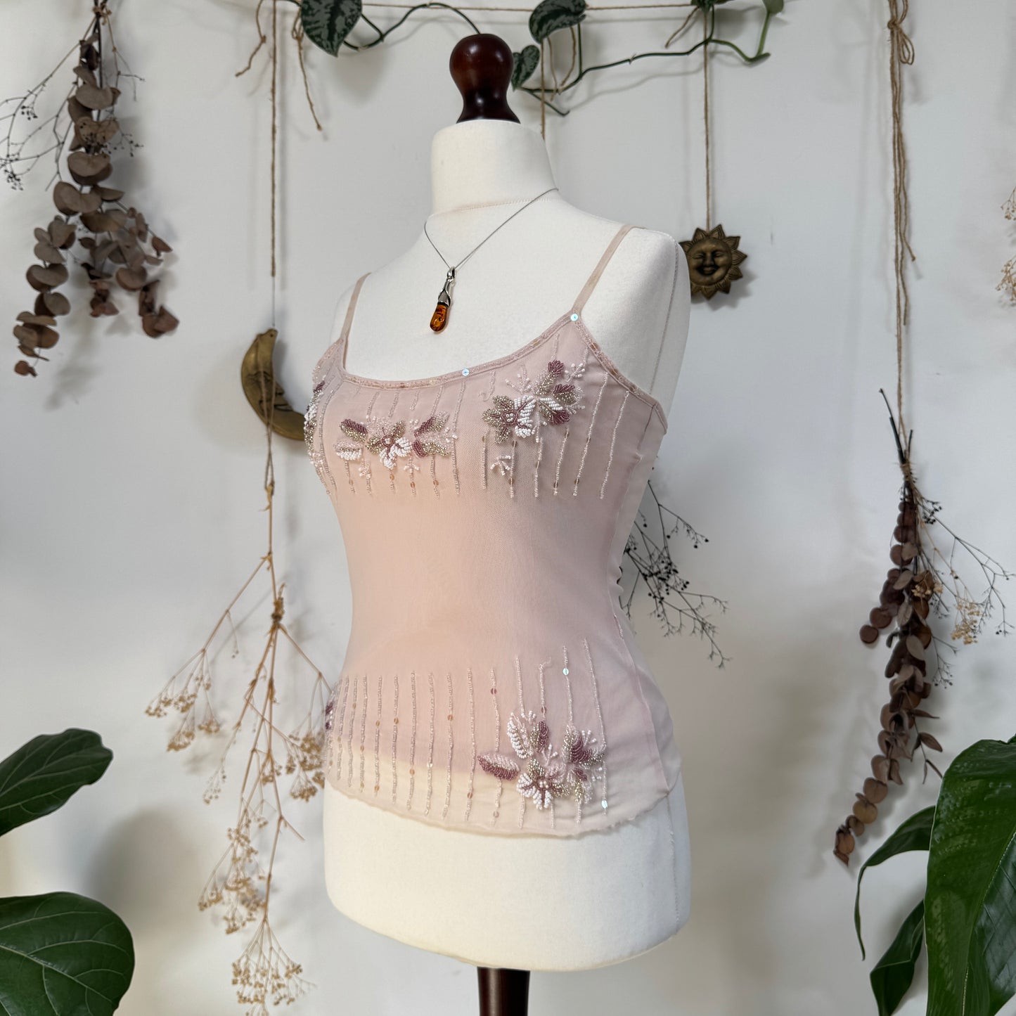 Beaded mesh cami - size M