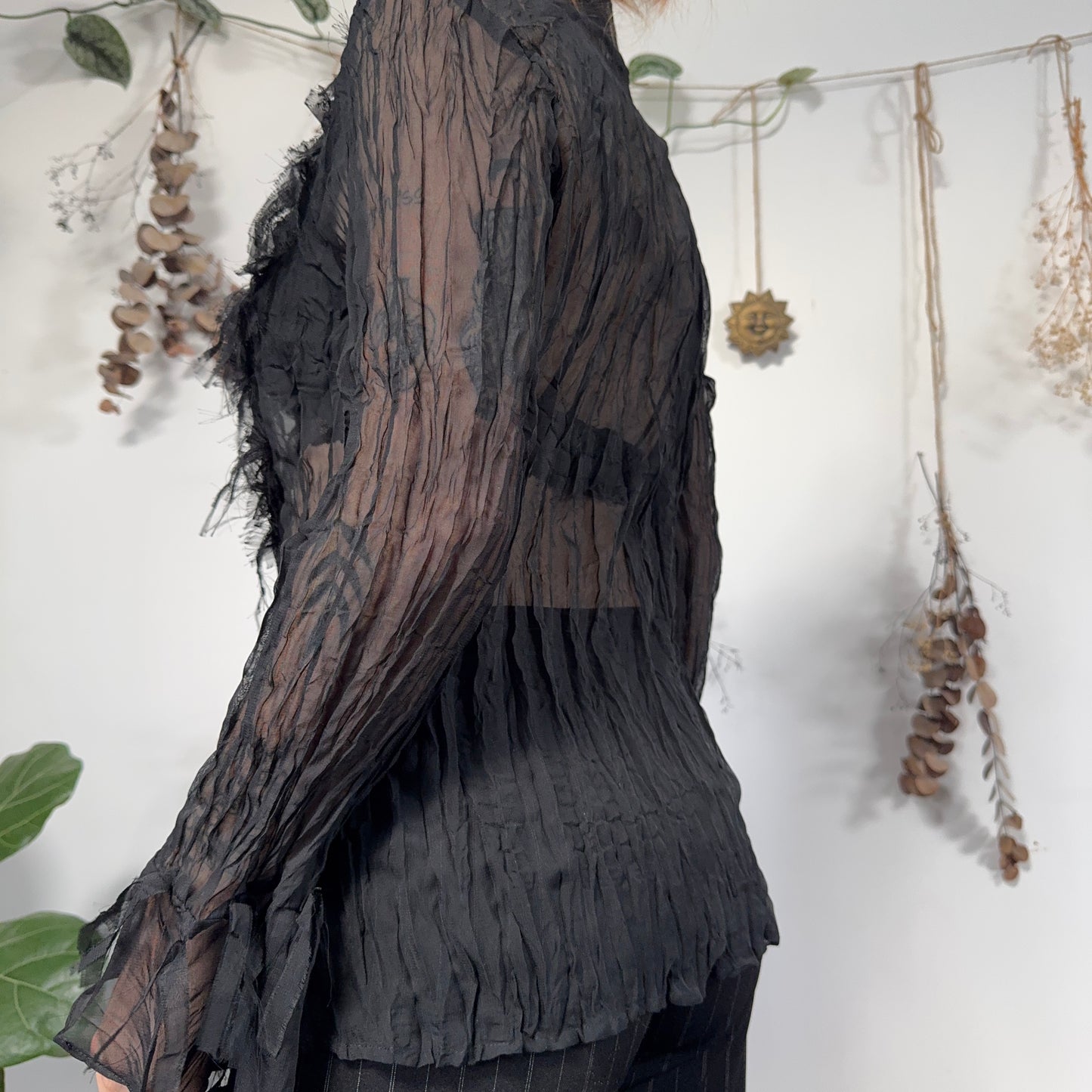 Black sheer shirt - size L