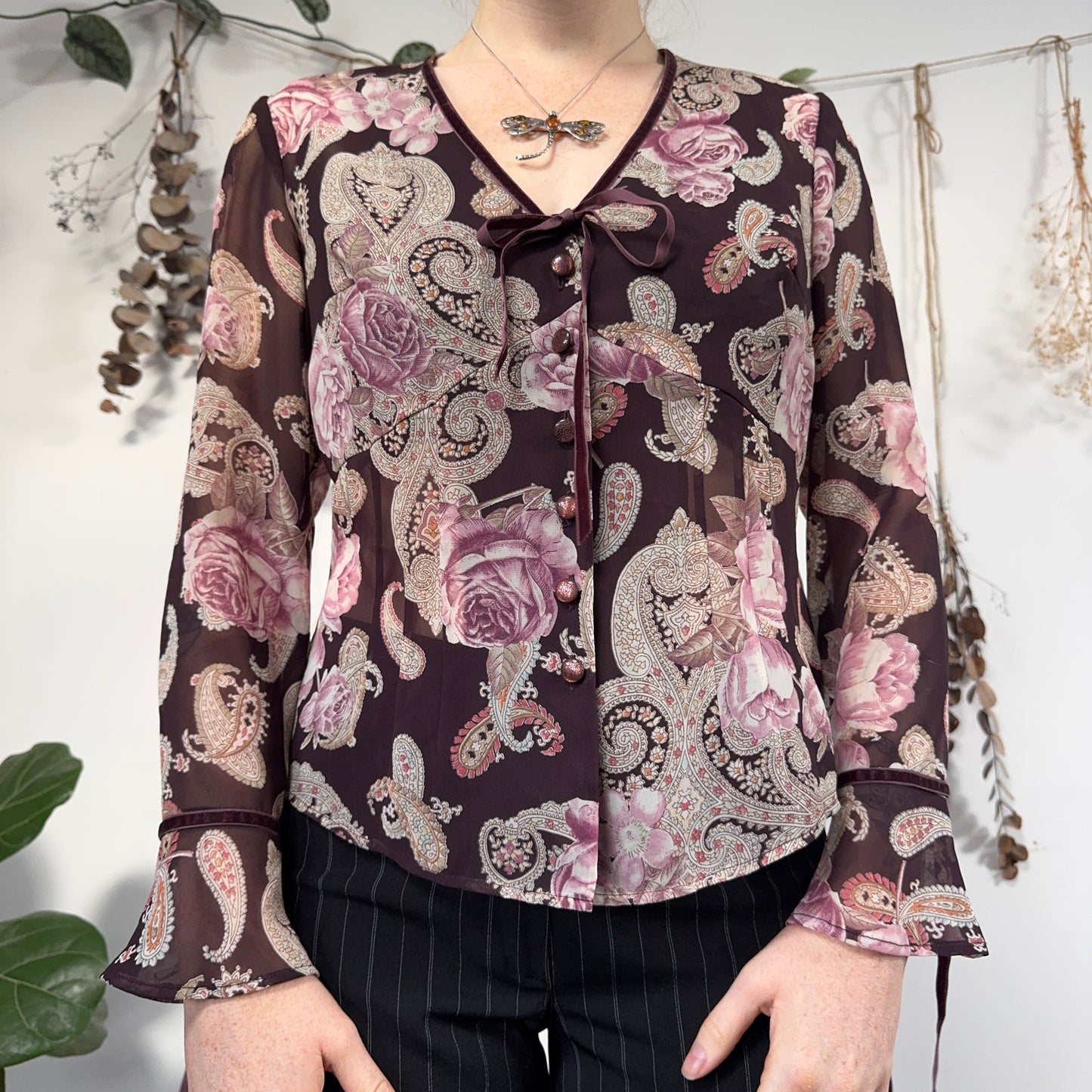 Purple paisley blouse - size M