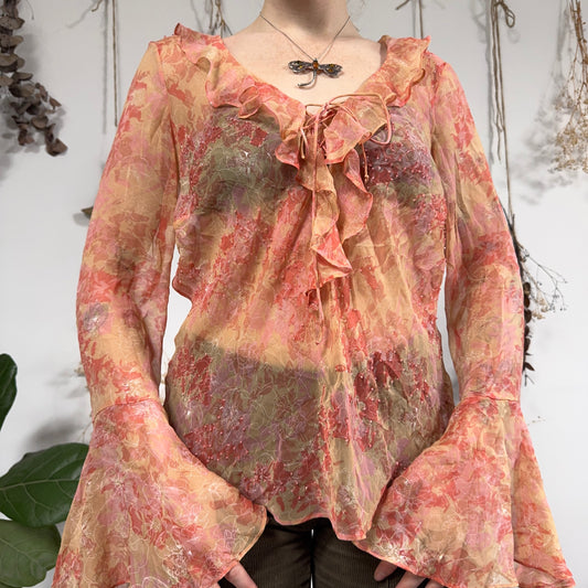 Silk beaded blouse - size L