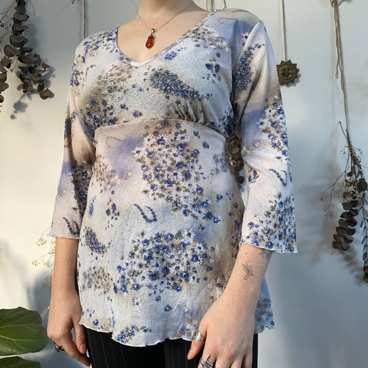 Floral mesh top - size XL/XXL