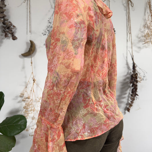 Silk beaded blouse - size L