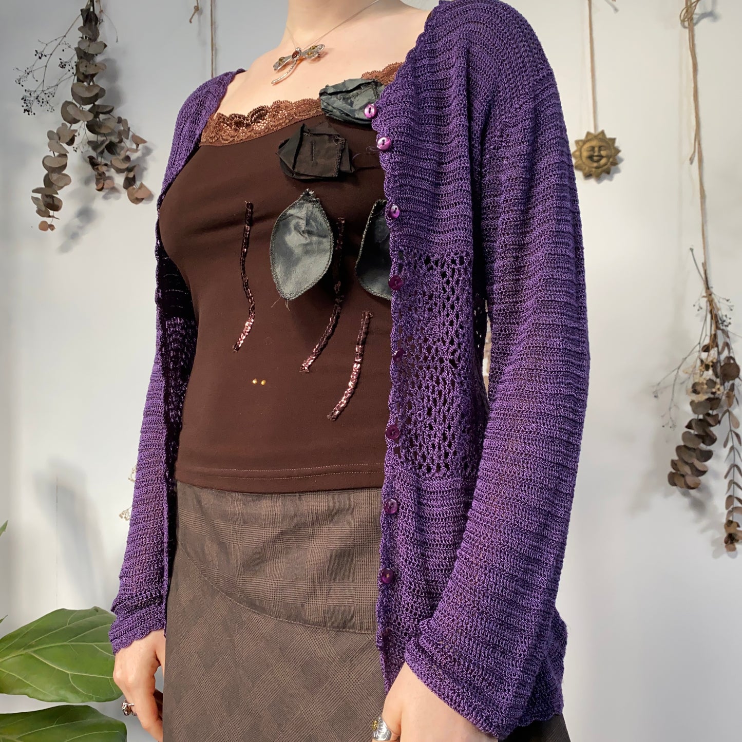 Purple crochet cardigan - size M
