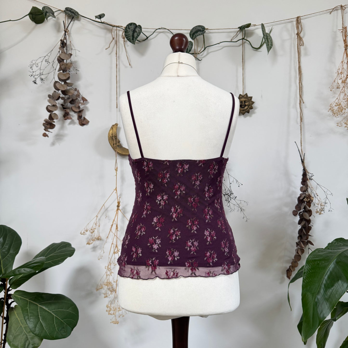 Purple floral mesh cami - size M