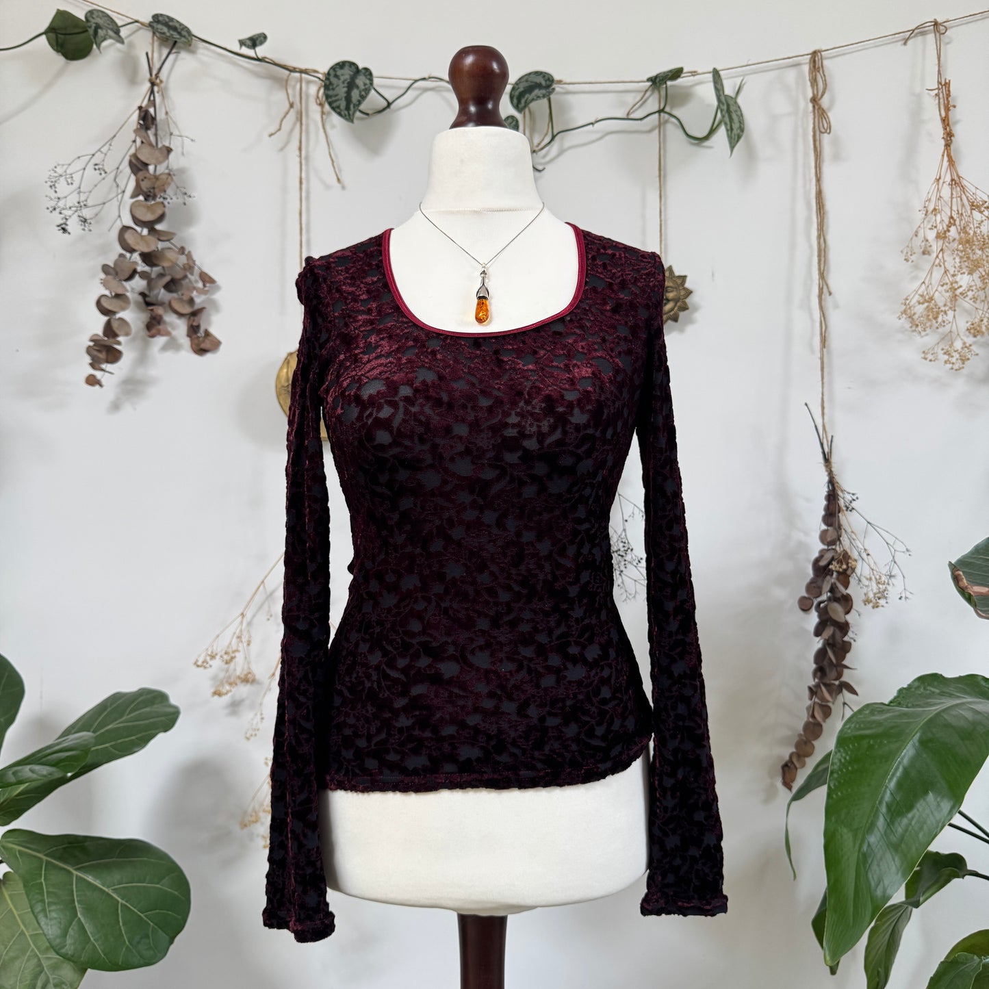 Velvet long sleeve top - size M