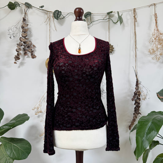 Velvet long sleeve top - size M