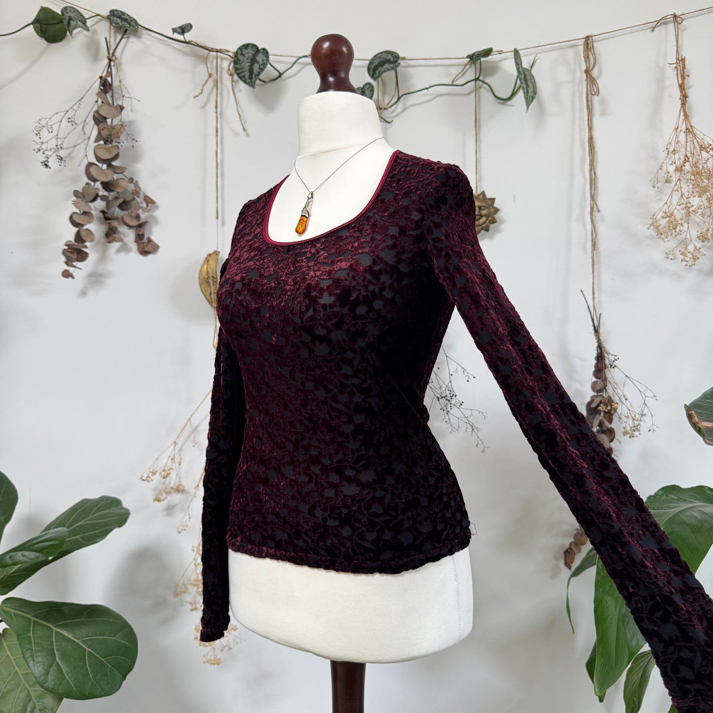 Velvet long sleeve top - size M