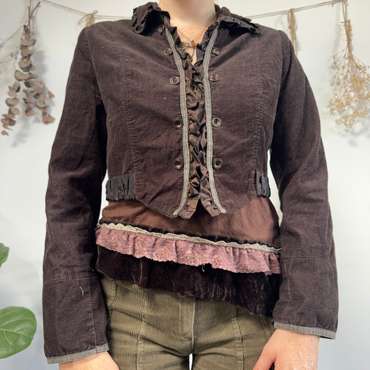 Brown cord cropped jacket - size M