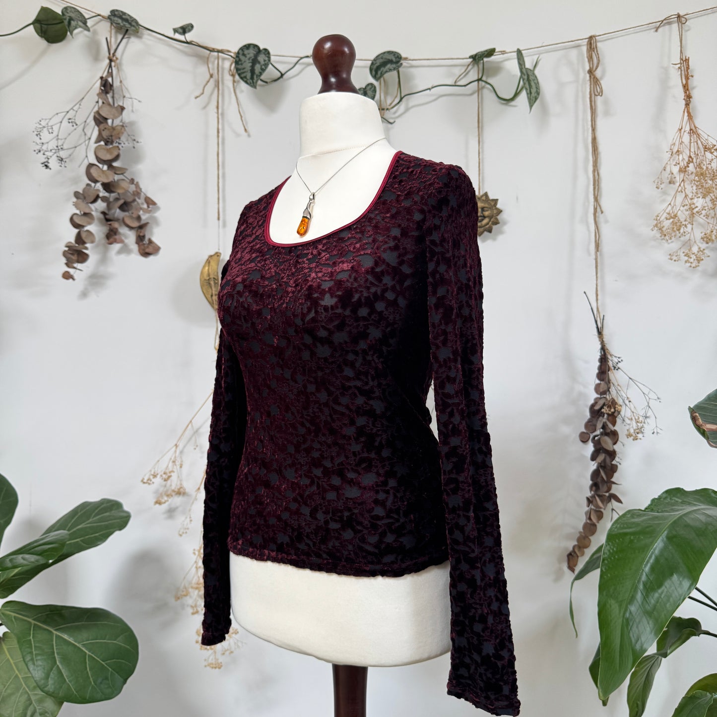 Velvet long sleeve top - size M