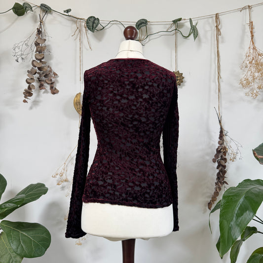 Velvet long sleeve top - size M