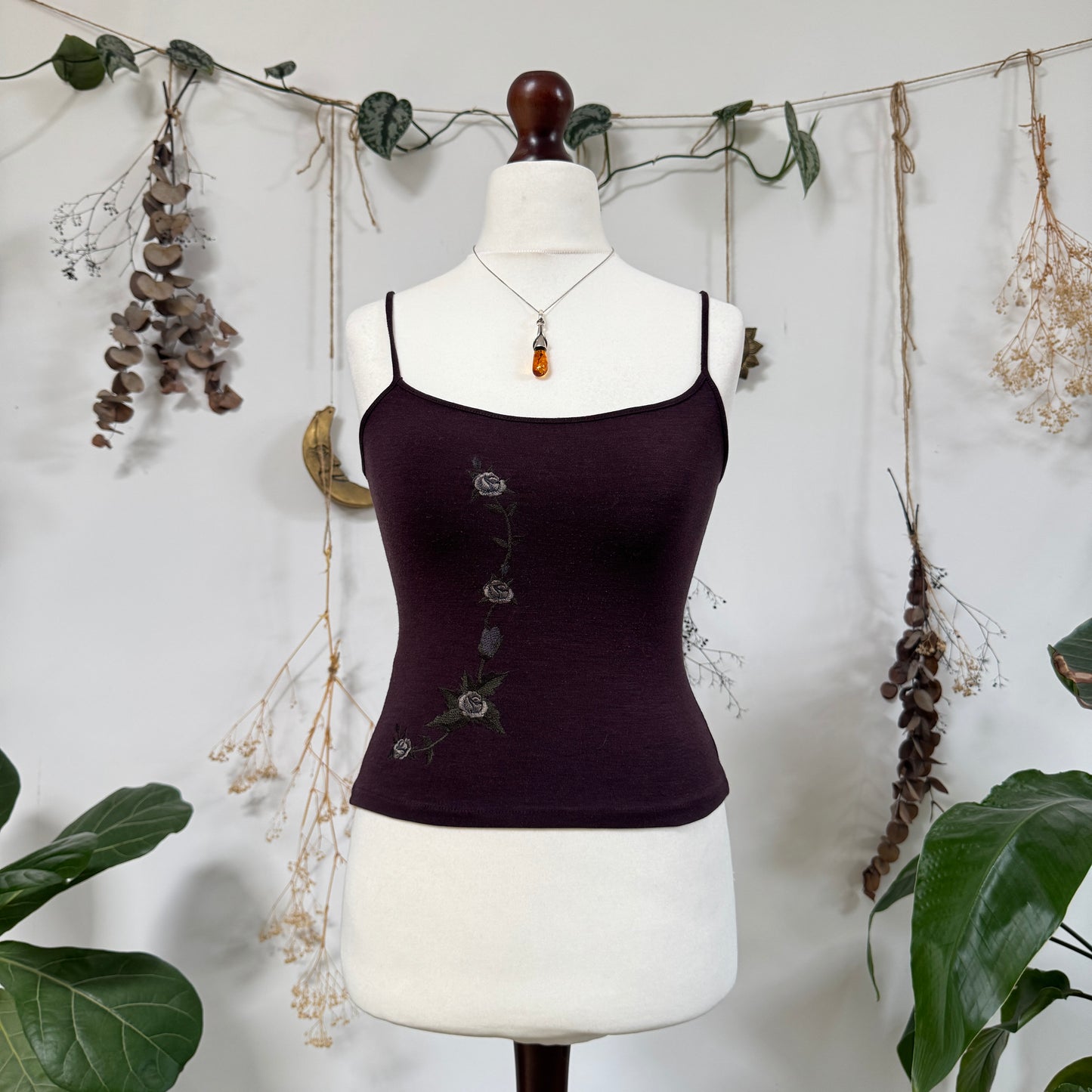 Purple embroidered cami - size S/M