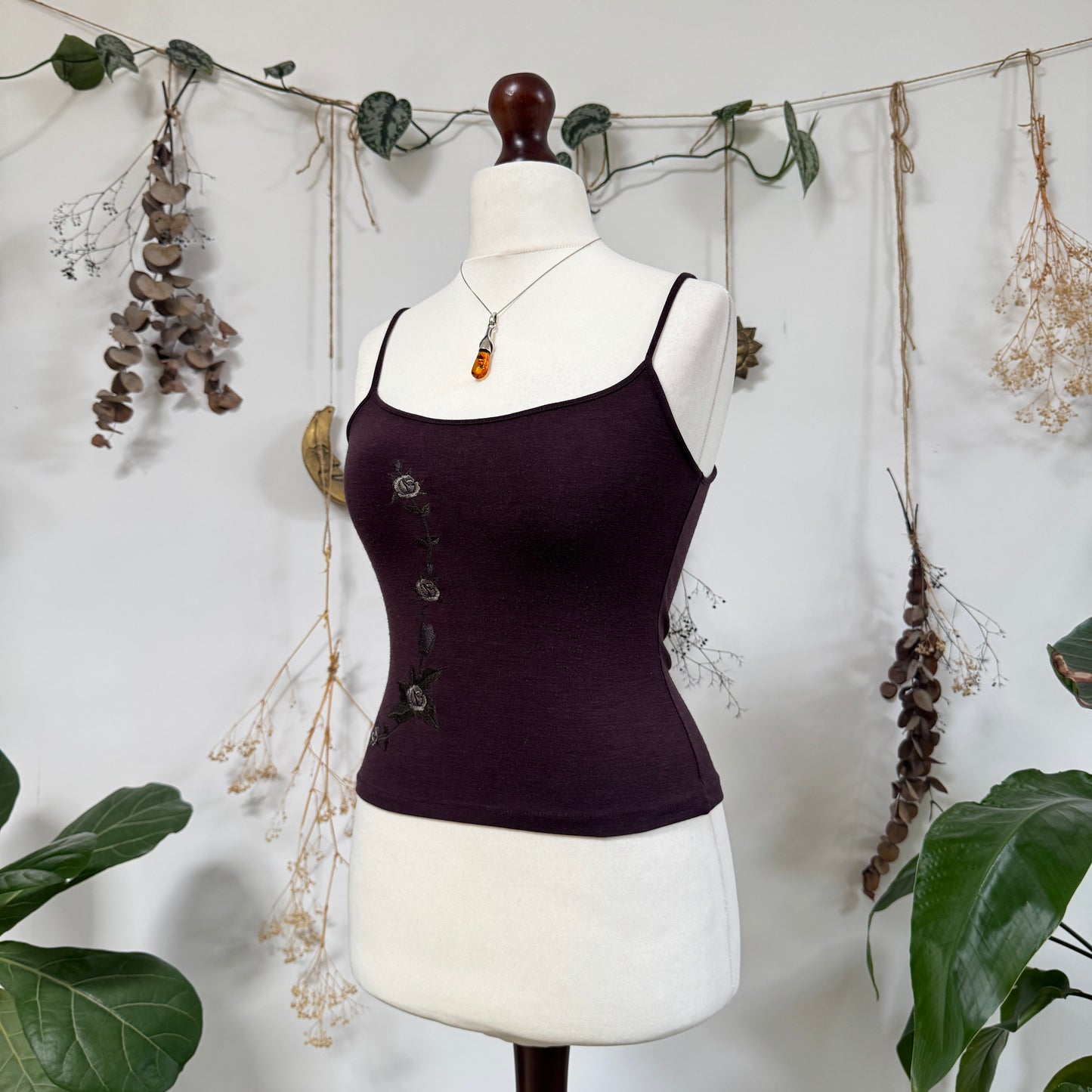 Purple embroidered cami - size S/M