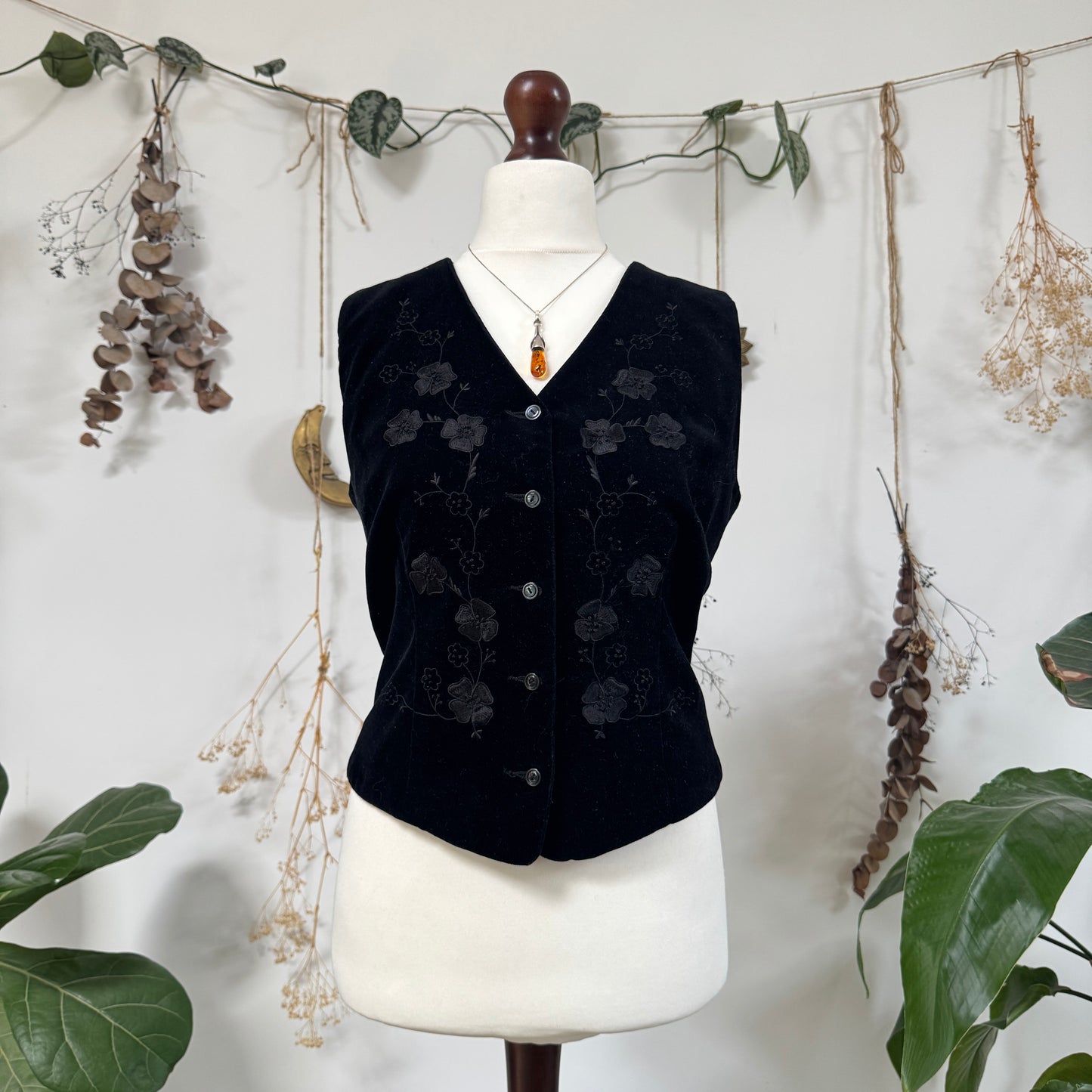 Black velvet waistcoat - size M