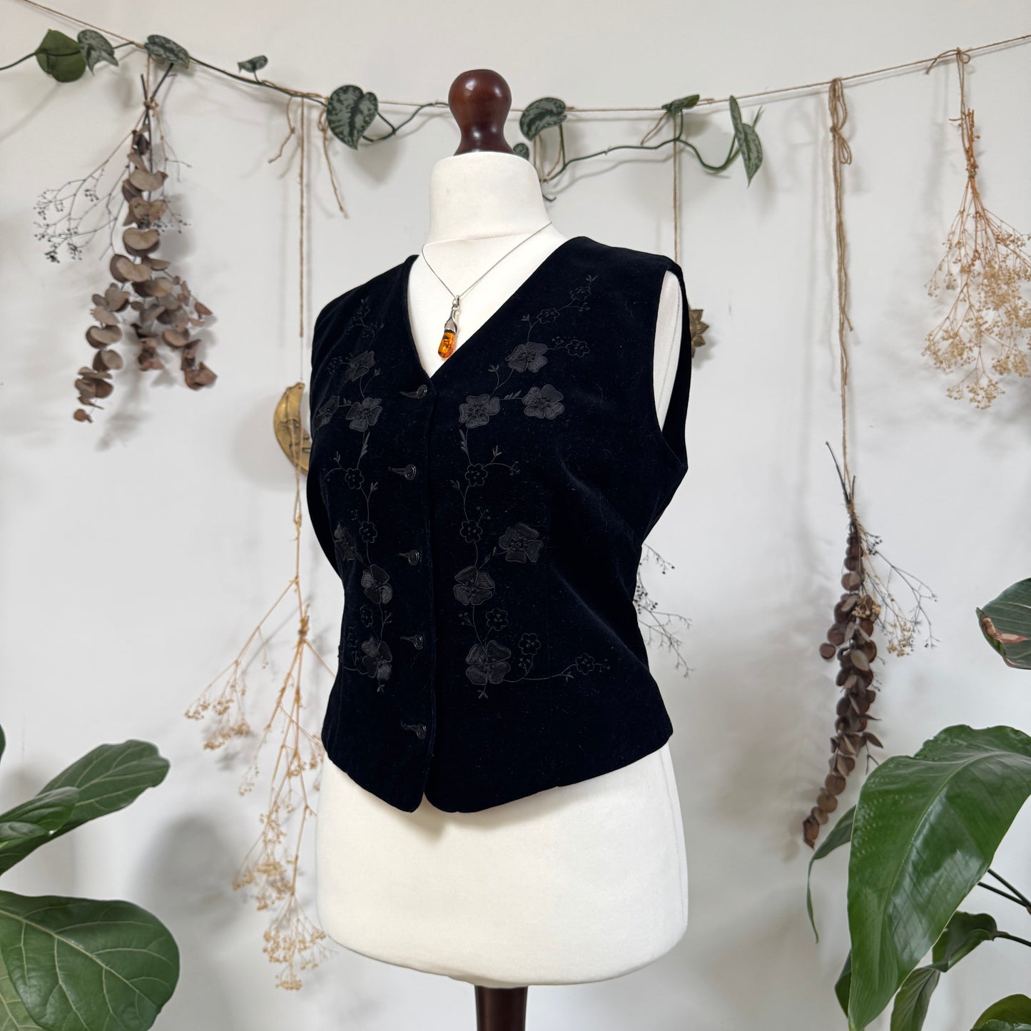 Black velvet waistcoat - size M