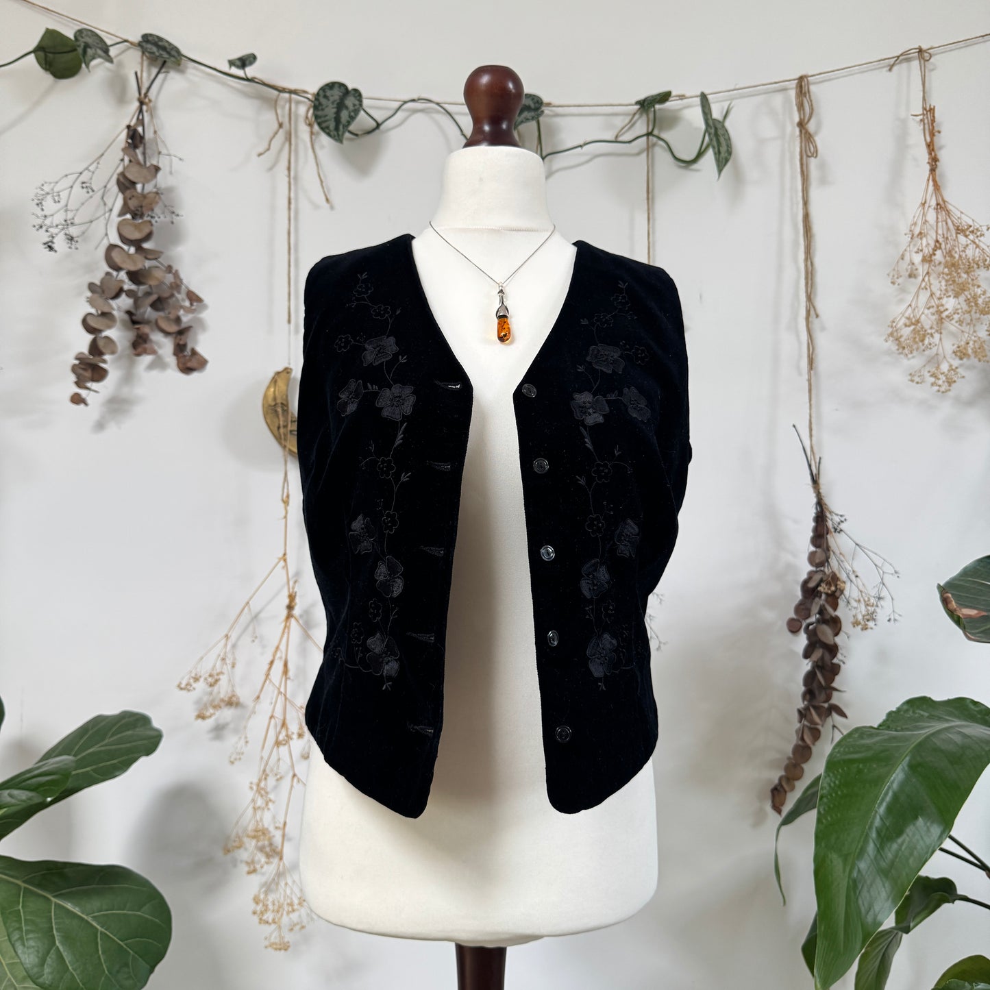 Black velvet waistcoat - size M