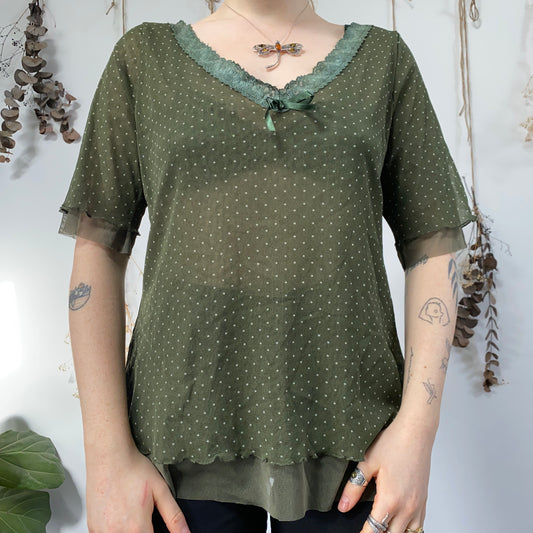 Green mesh tshirt - size L/XL