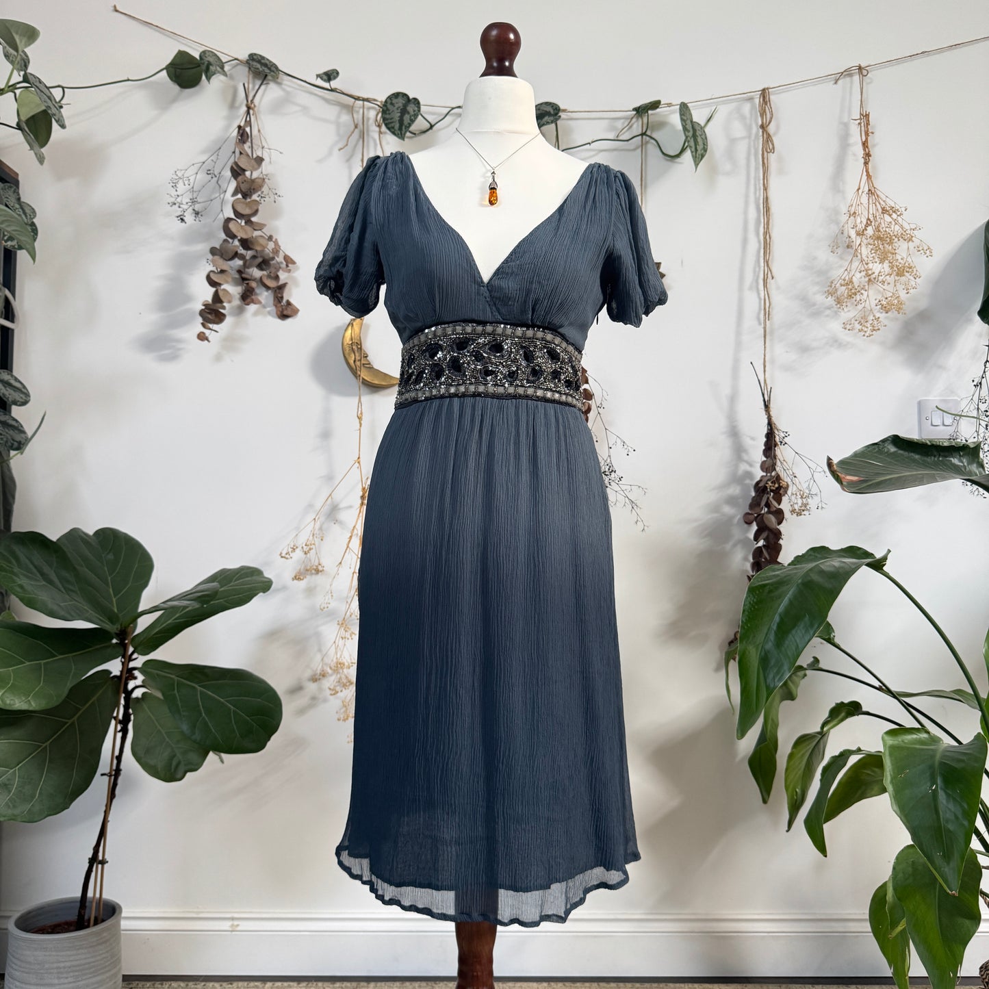 Blue silk dress - size S