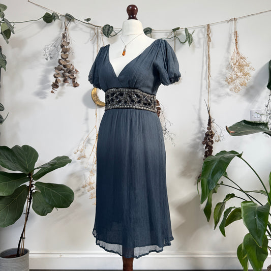 Blue silk dress - size S