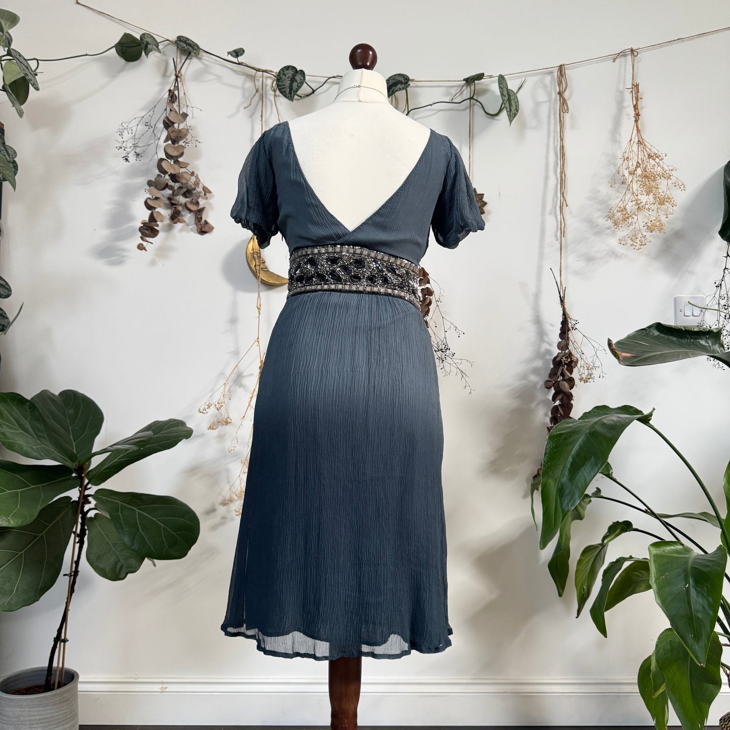 Blue silk dress - size S