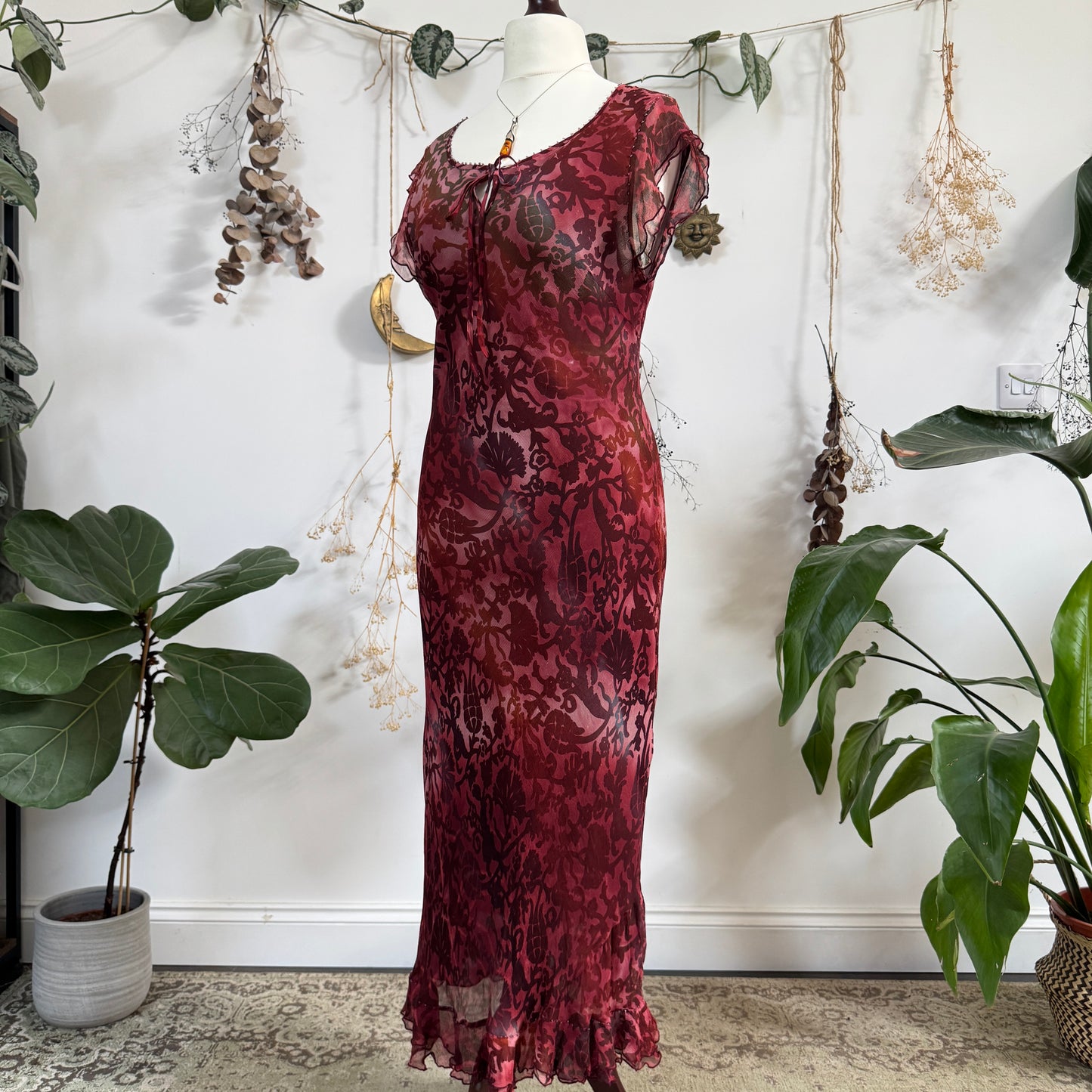 Silk raspberry dress - size L