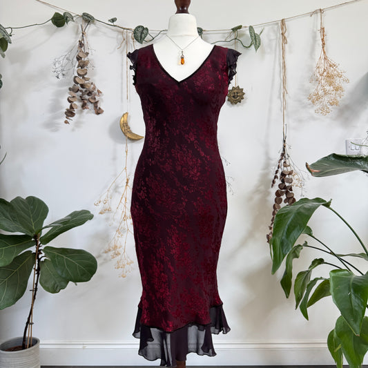 Wine red floral dress - size S/M