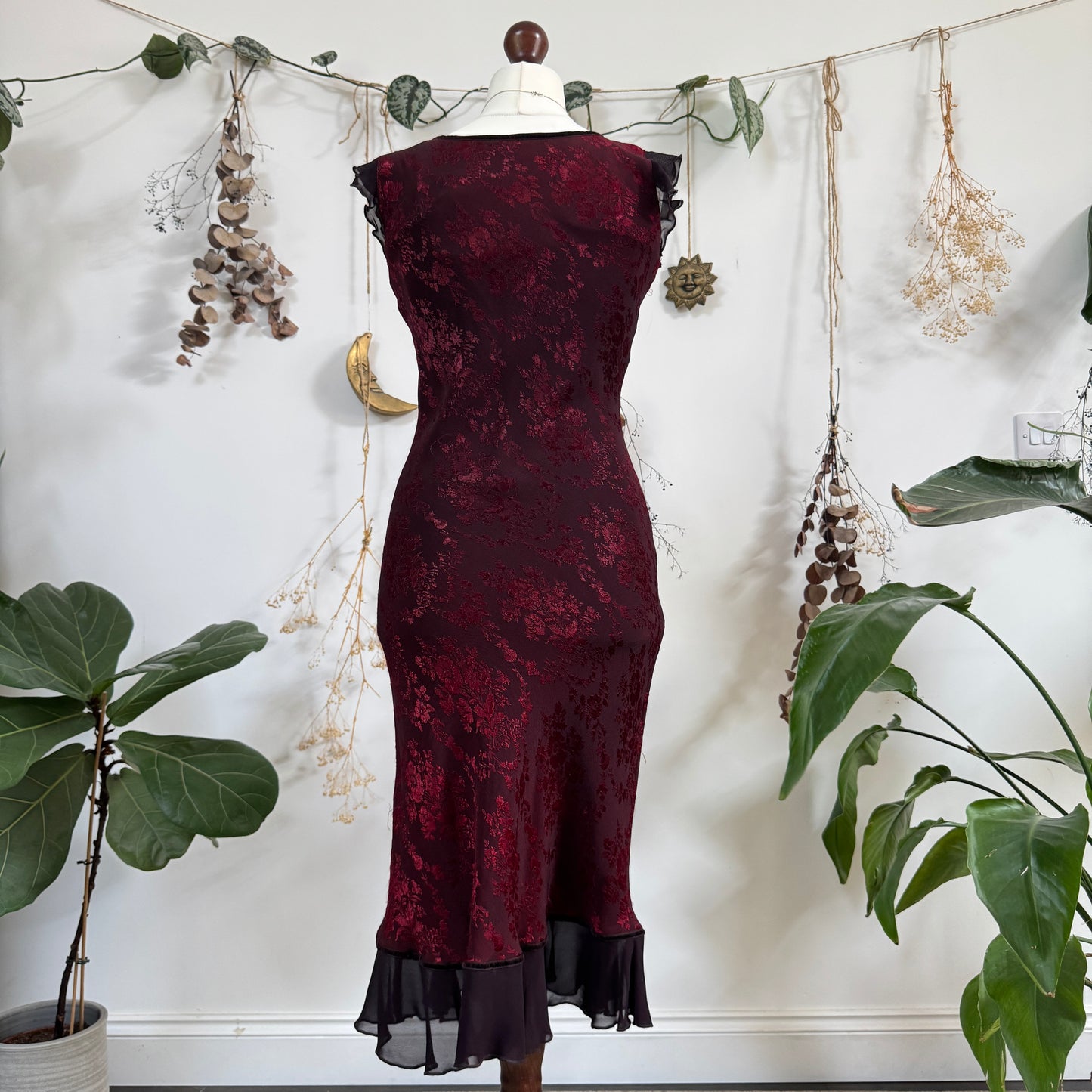 Wine red floral dress - size S/M