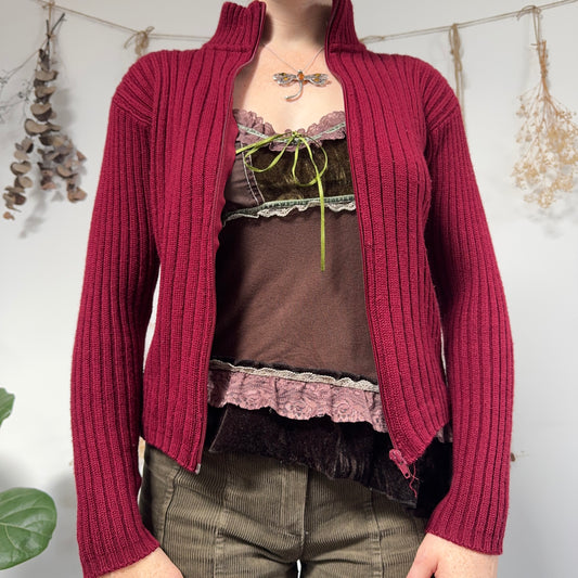 Raspberry knit jumper - size M