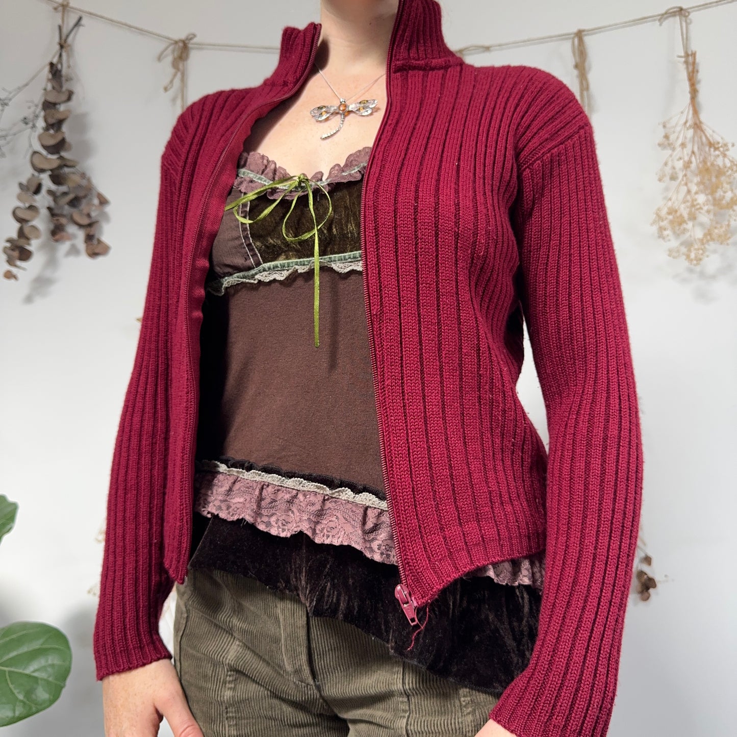 Raspberry knit jumper - size M