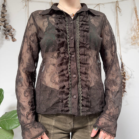 Khaki mesh shirt - size M/L