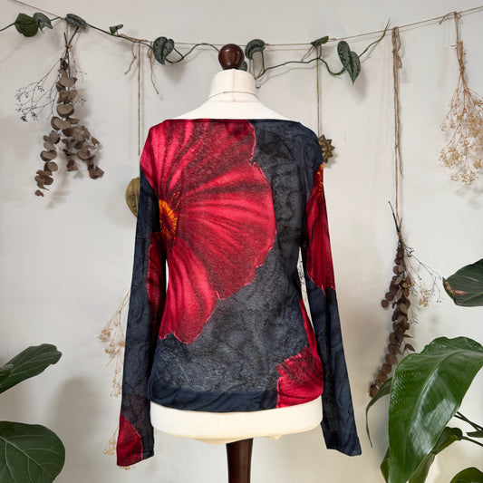 Floral mesh top - size L/XL