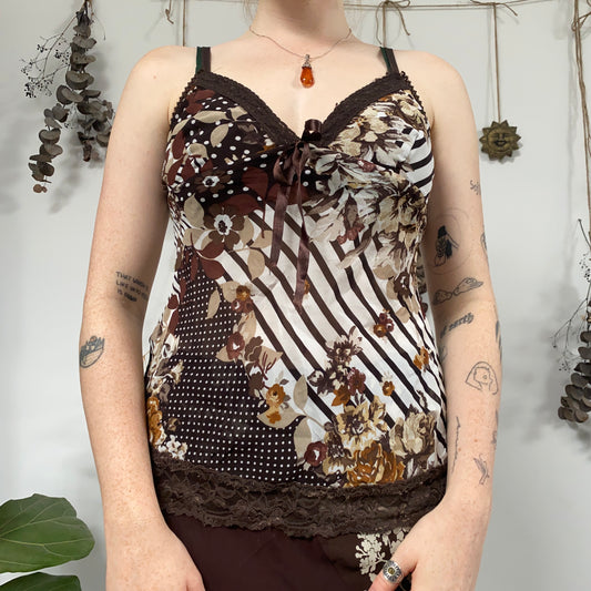Brown floral cami - size 8/10