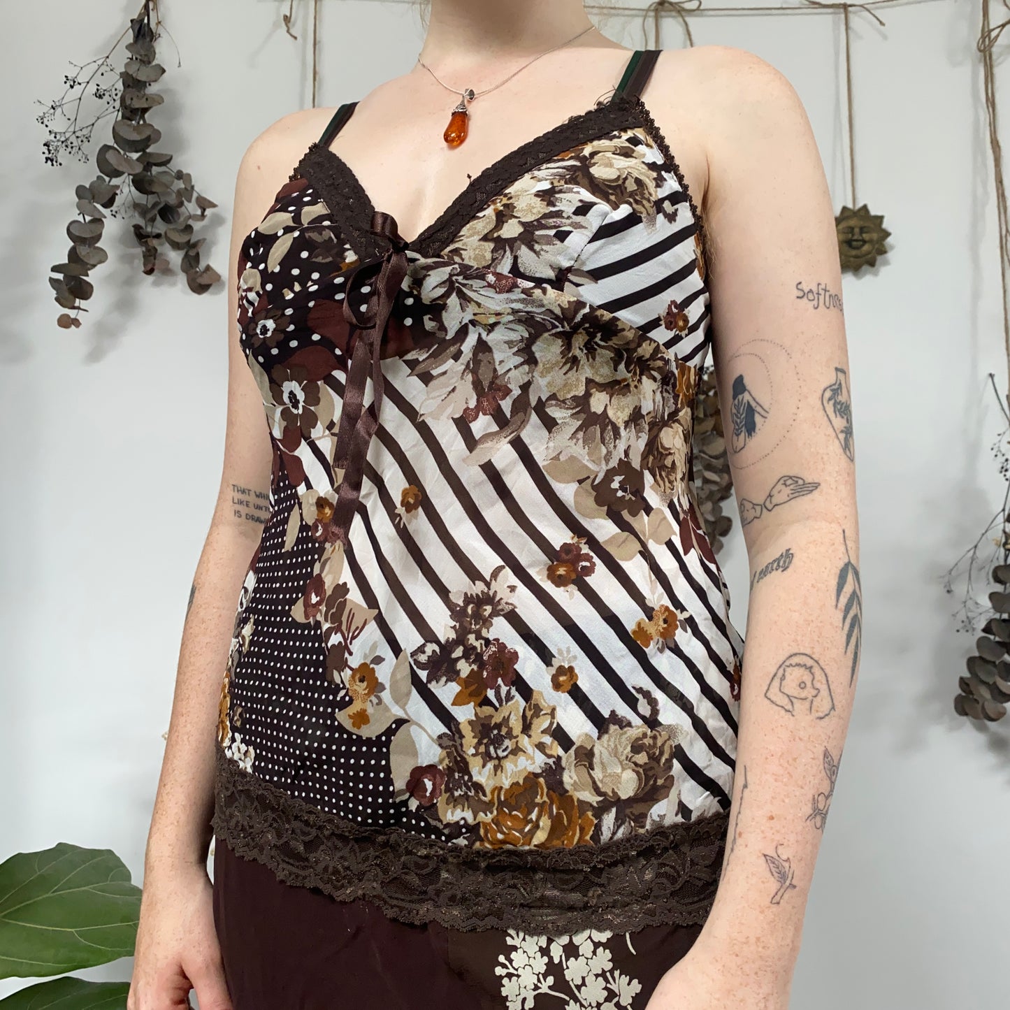 Brown floral cami - size 8/10