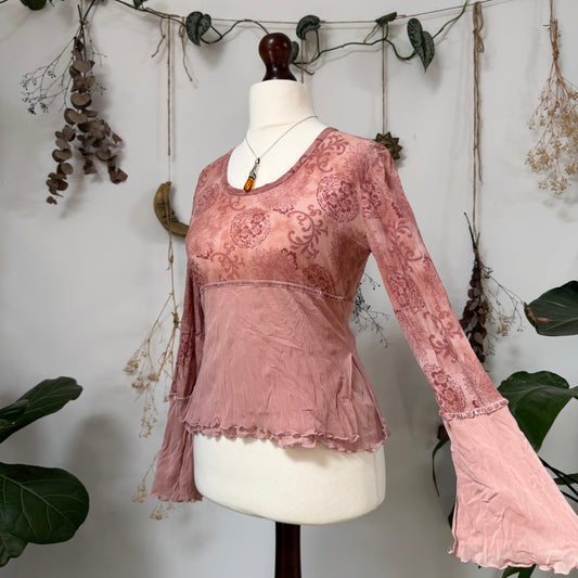 Pink mesh top - size L