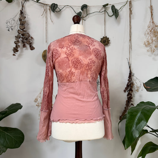 Pink mesh top - size L