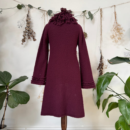 Purple knit afghan cardigan - size M