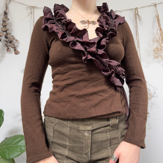 Brown wrap top - size S/M