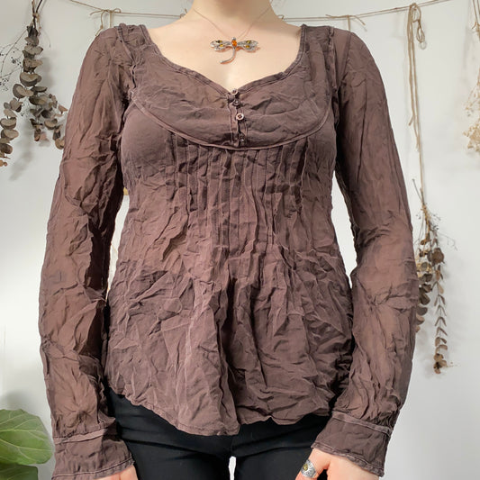 Brown long sleeve blouse - size M