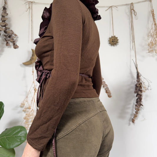 Brown wrap top - size S/M