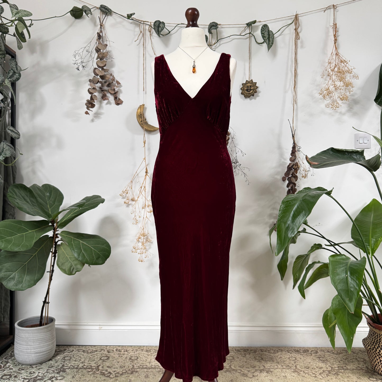 Deep red velvet dress - size M