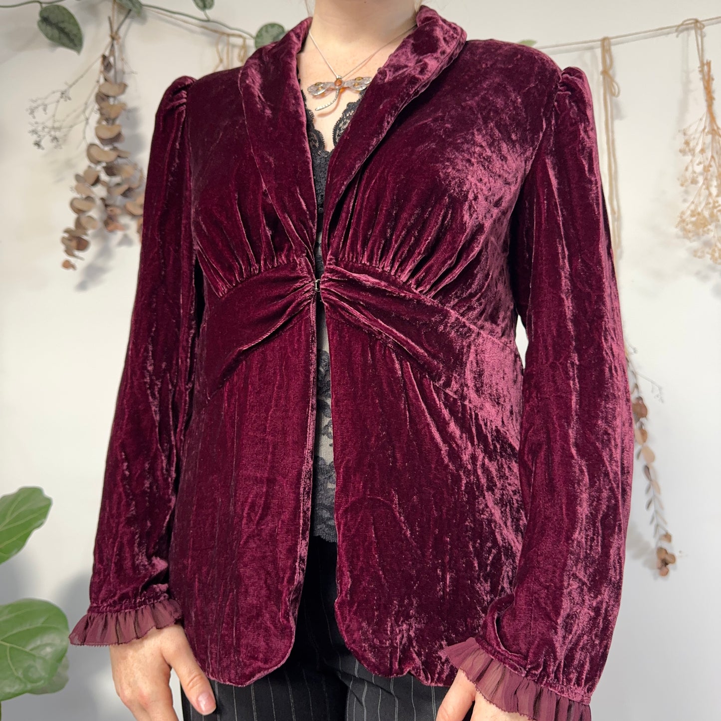 Purple velvet jacket - size L