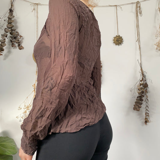 Brown long sleeve blouse - size M