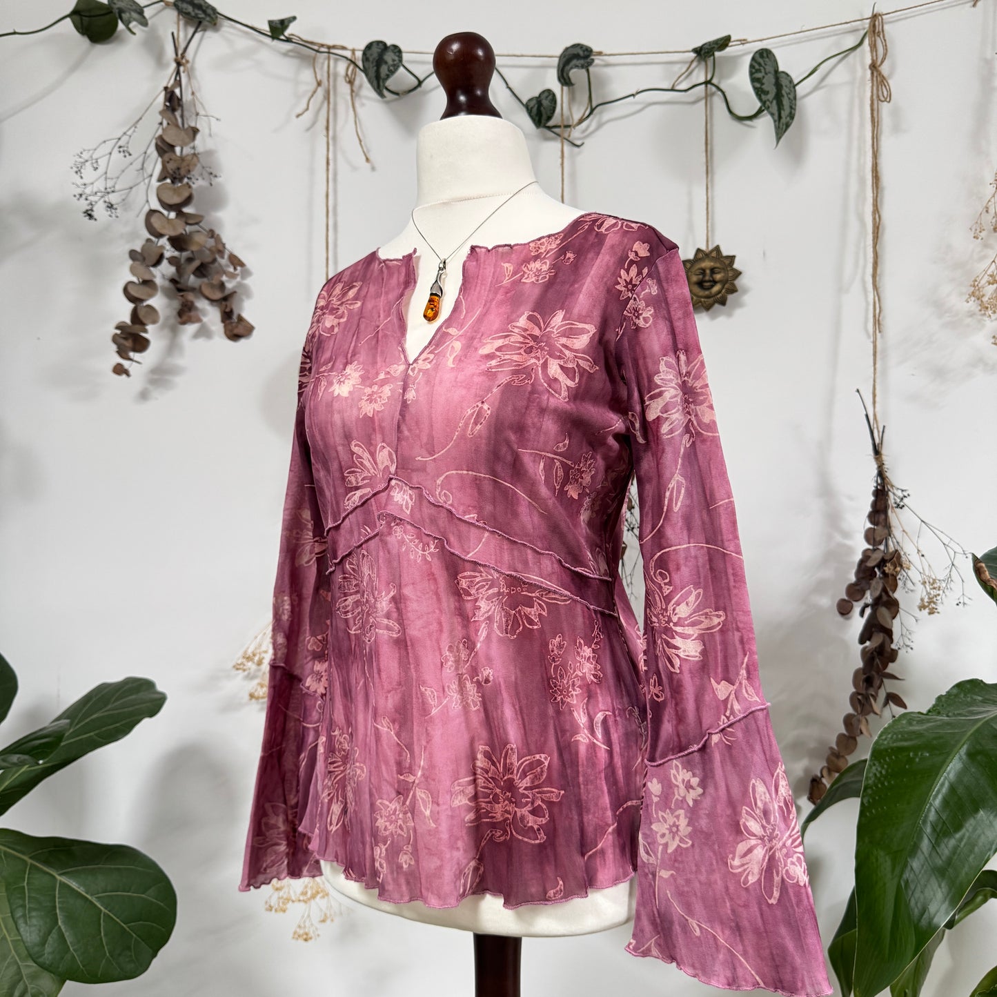 Pink mesh top - size L