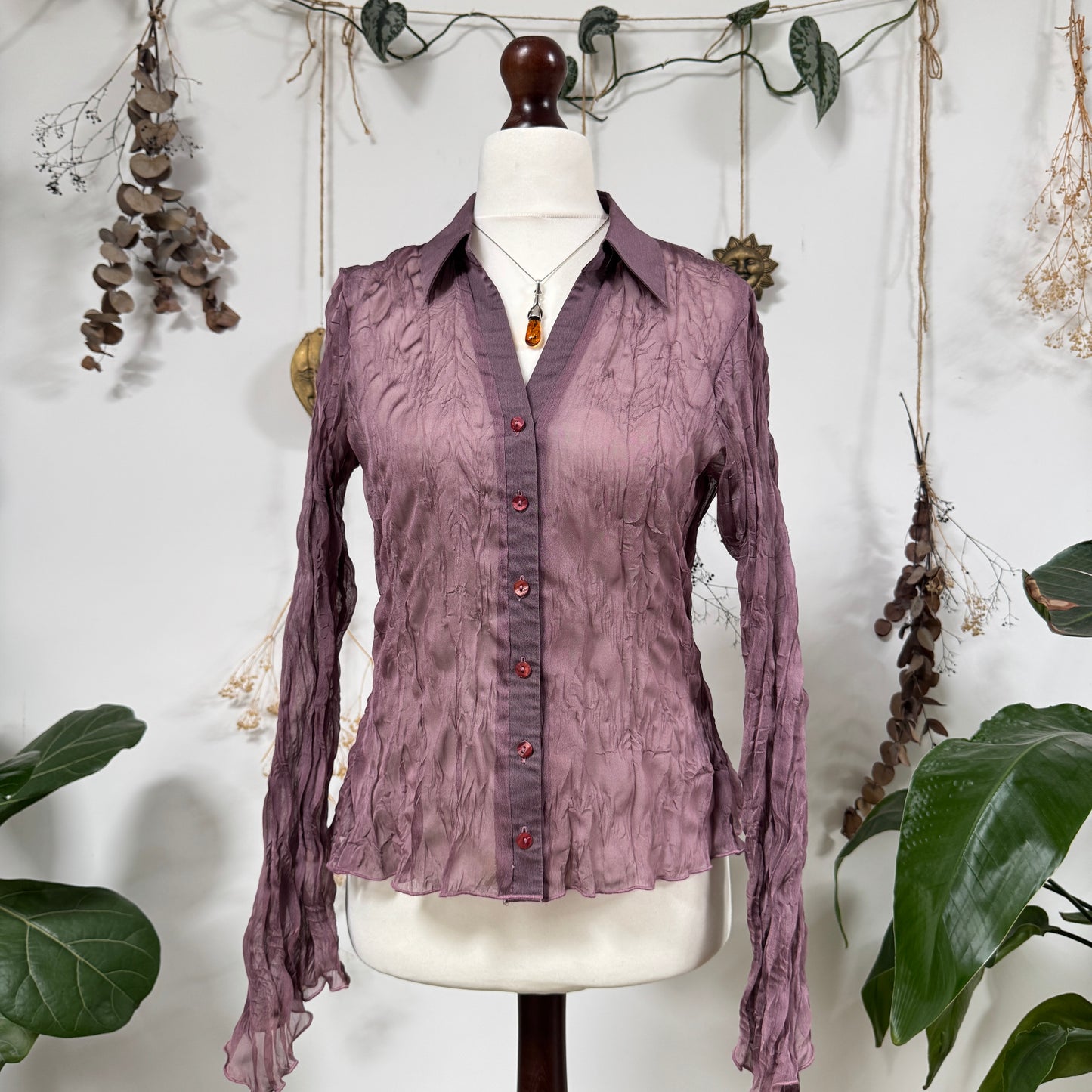 Lavender sheer shirt - size L